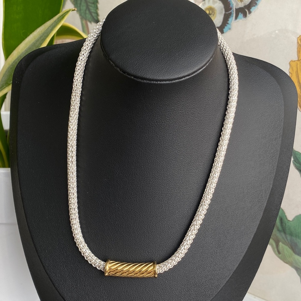 Vintage silver and gold tone minimalist Napier necklace